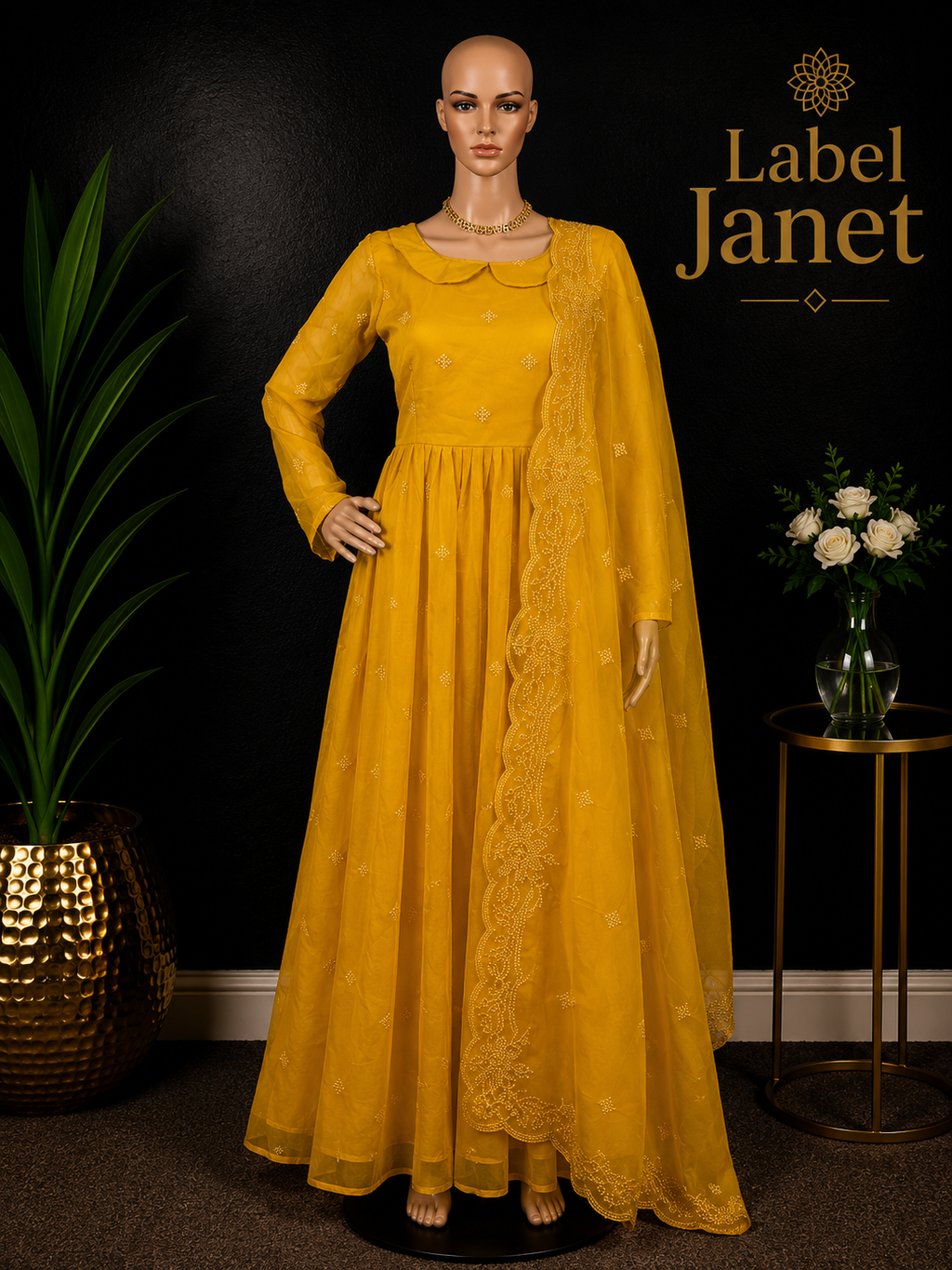 Haldi Queen - Yellow Long Sleeve Salwar Kameez for women (M up to L)