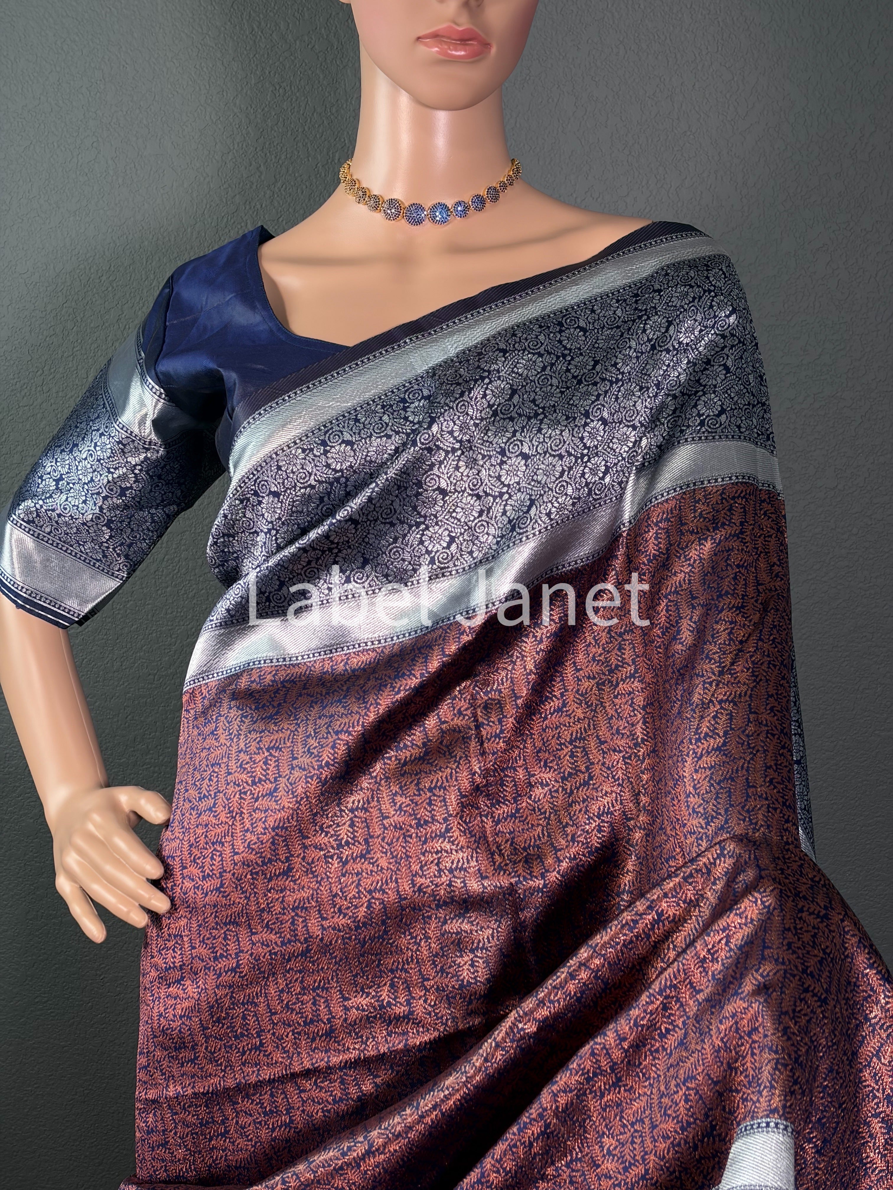 Ink Blue Glam Attack - Banarasi silk saree