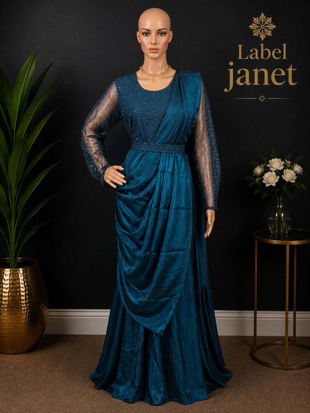 Deep Sea Enchantment - Long gown with Dhuppatta & Belt(M up to L)(L up to XL)