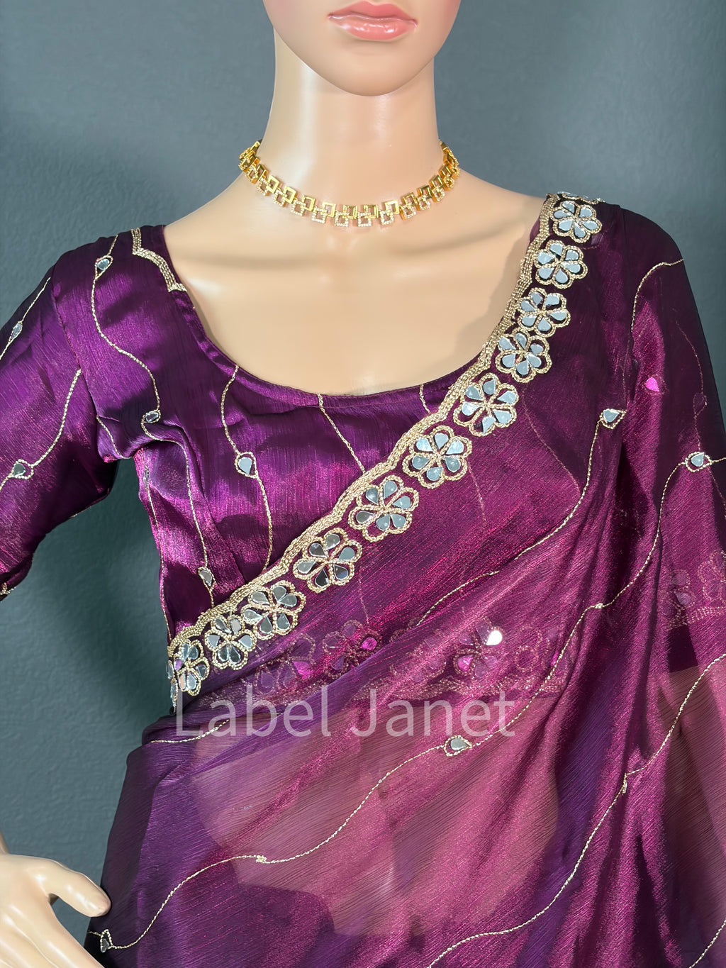 Wine Elegance -Purple Space silk saree