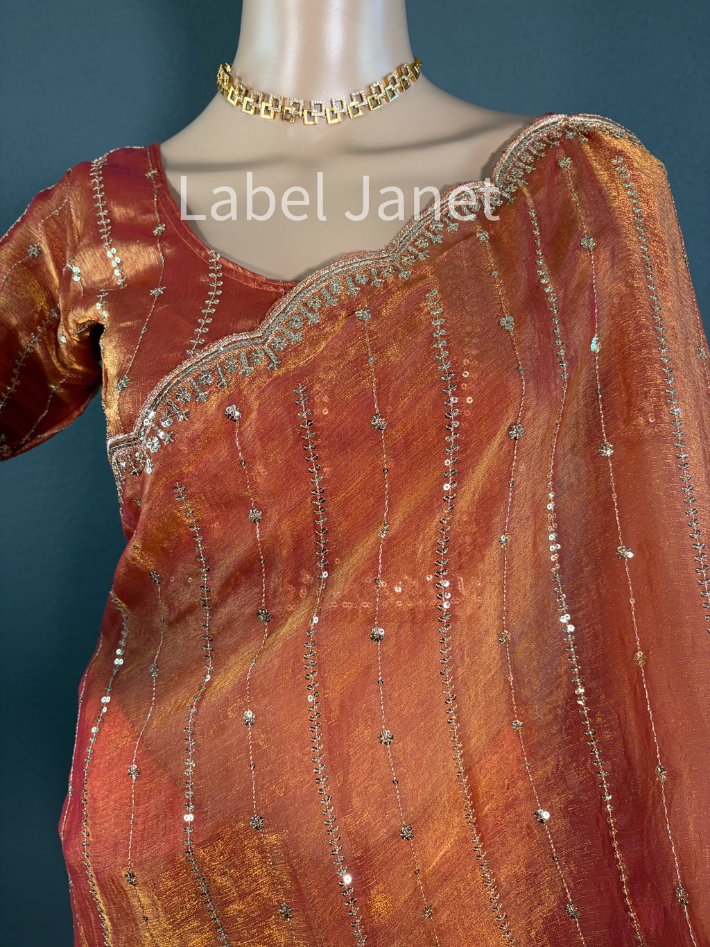 Tangerine Twirl - Premium Orange space silk saree with blouse