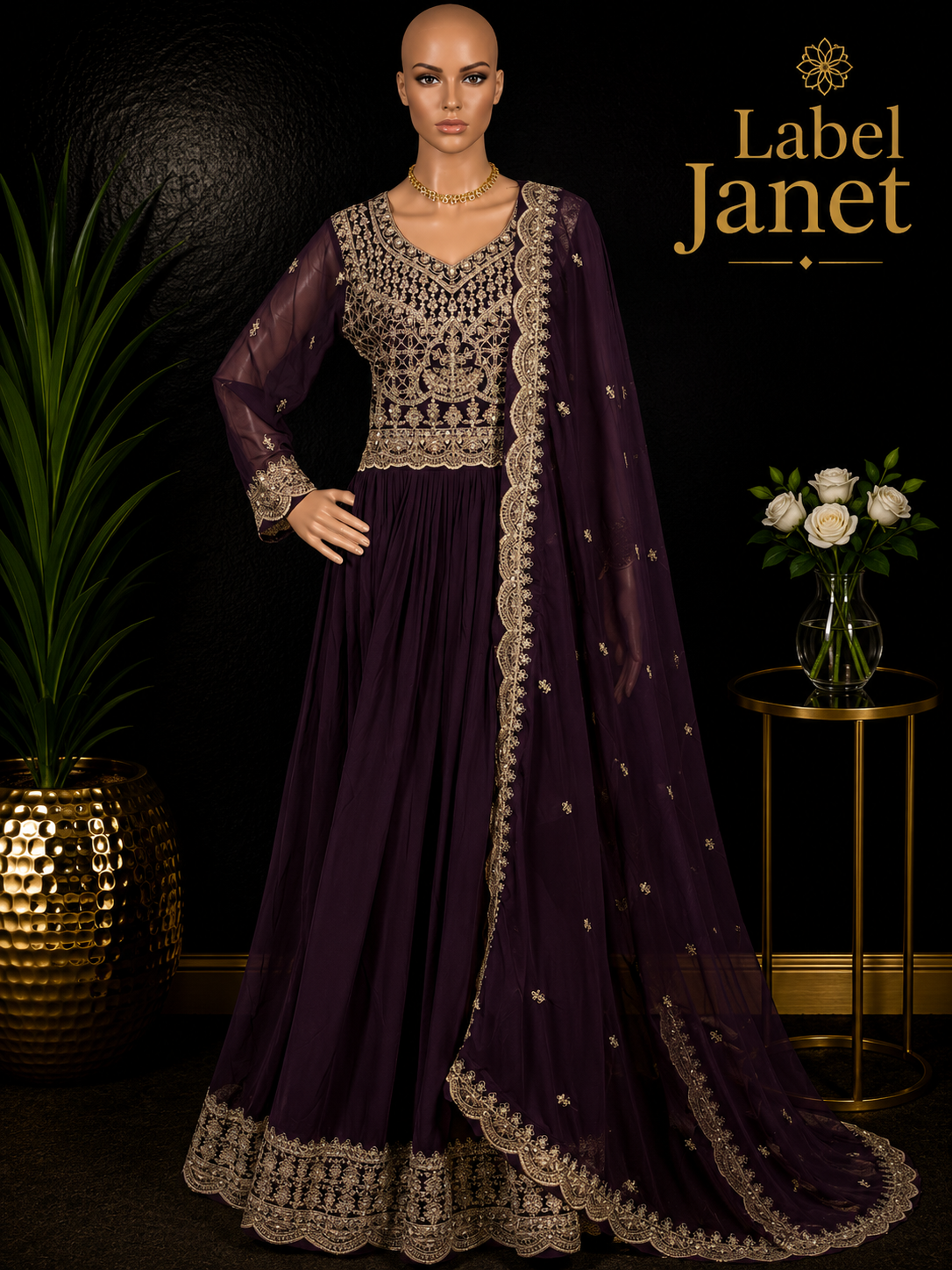Aadhira - Purple Anarkali Gown for women,(M up to  L)(L up to XL)