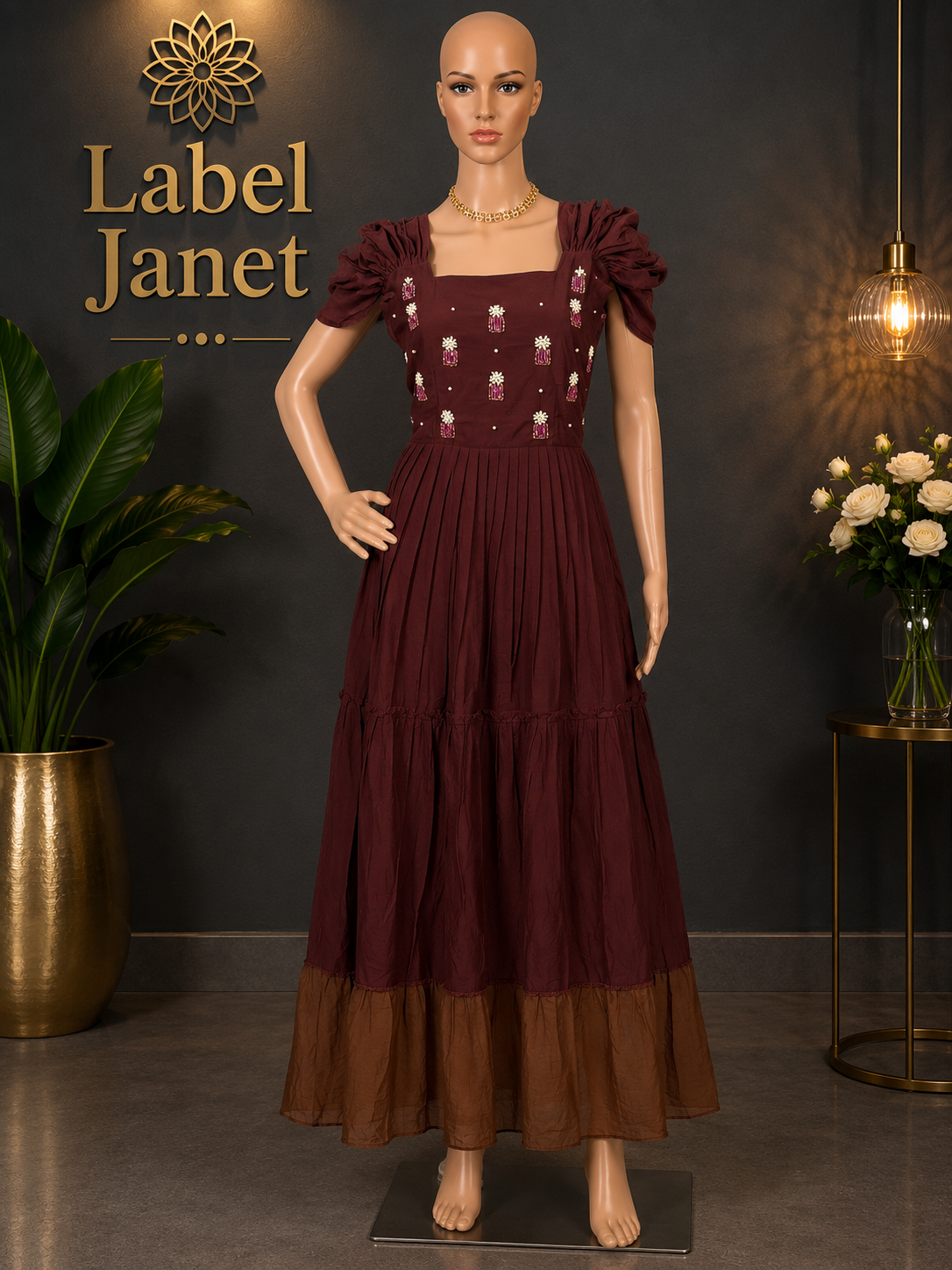 Berry Bliss - Cotton Maxi Dress (M  up to L)(L up to XL)