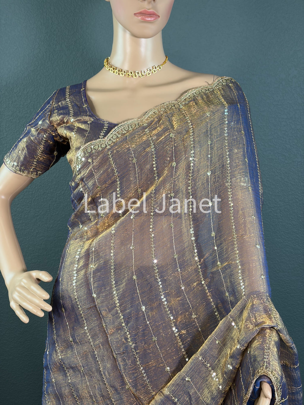 Silver Shadow - Grey Space Silk saree