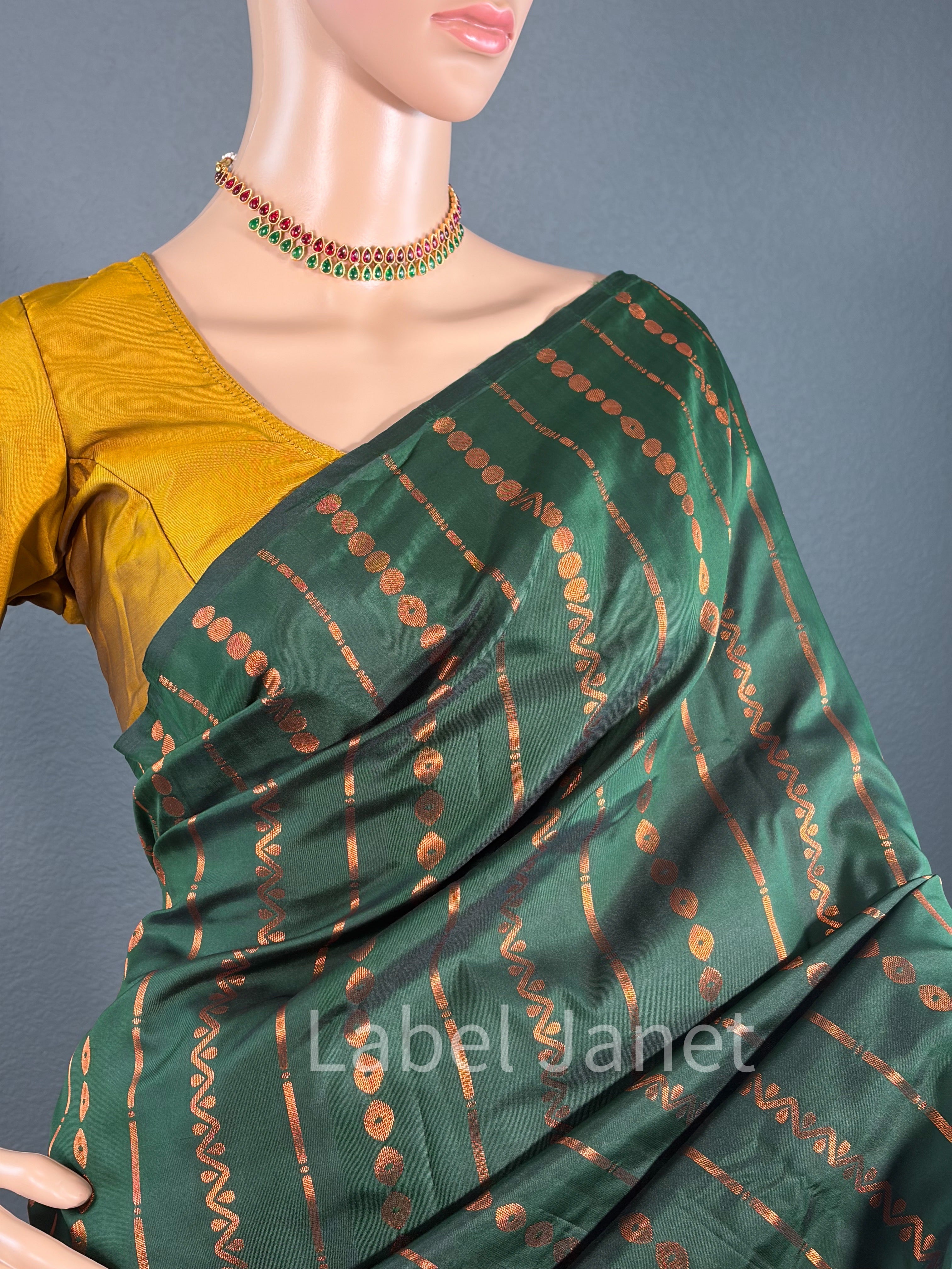 Green Kanjipuram soft silk saree with stitched Blouse | Traditional Wear | Pattu  | Indian Saree