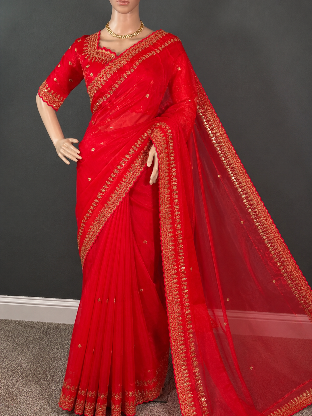 Red Romance - Designer Jimmy Choo saree