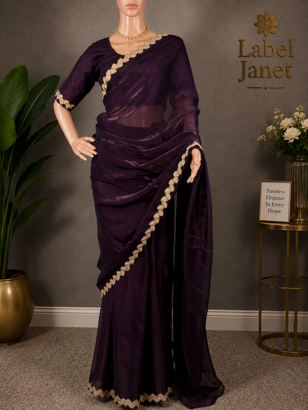 Royal Wine Drape - Wine Space silk saree