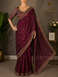 Plum Stardust - Sequin Saree