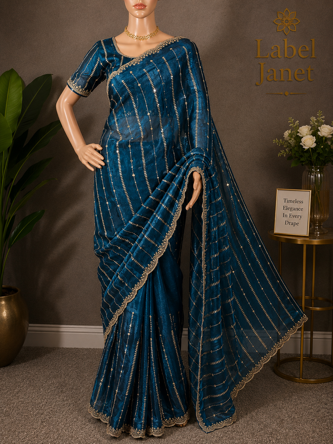 Teal Mirage - Premium Space Silk saree