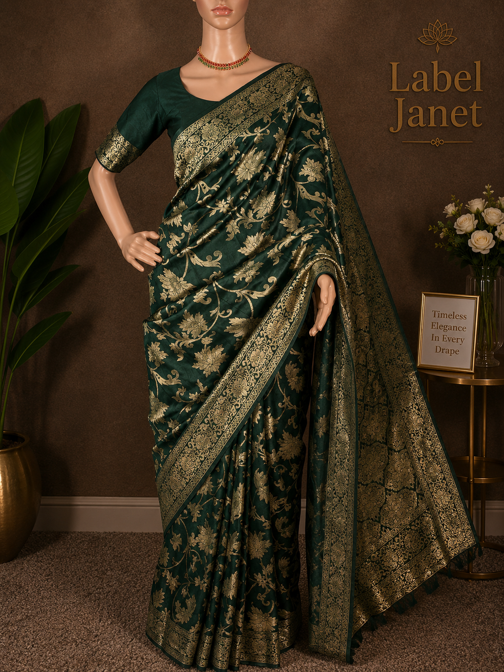 Royal Leaf - Green Banarasi Saree
