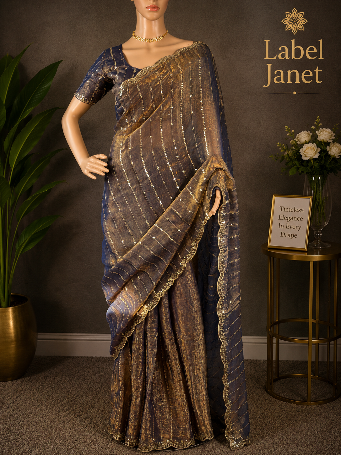 Silver Shadow - Grey Space Silk saree