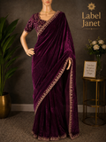 Queen Royale Velvet Drape - Velvet saree with blouse