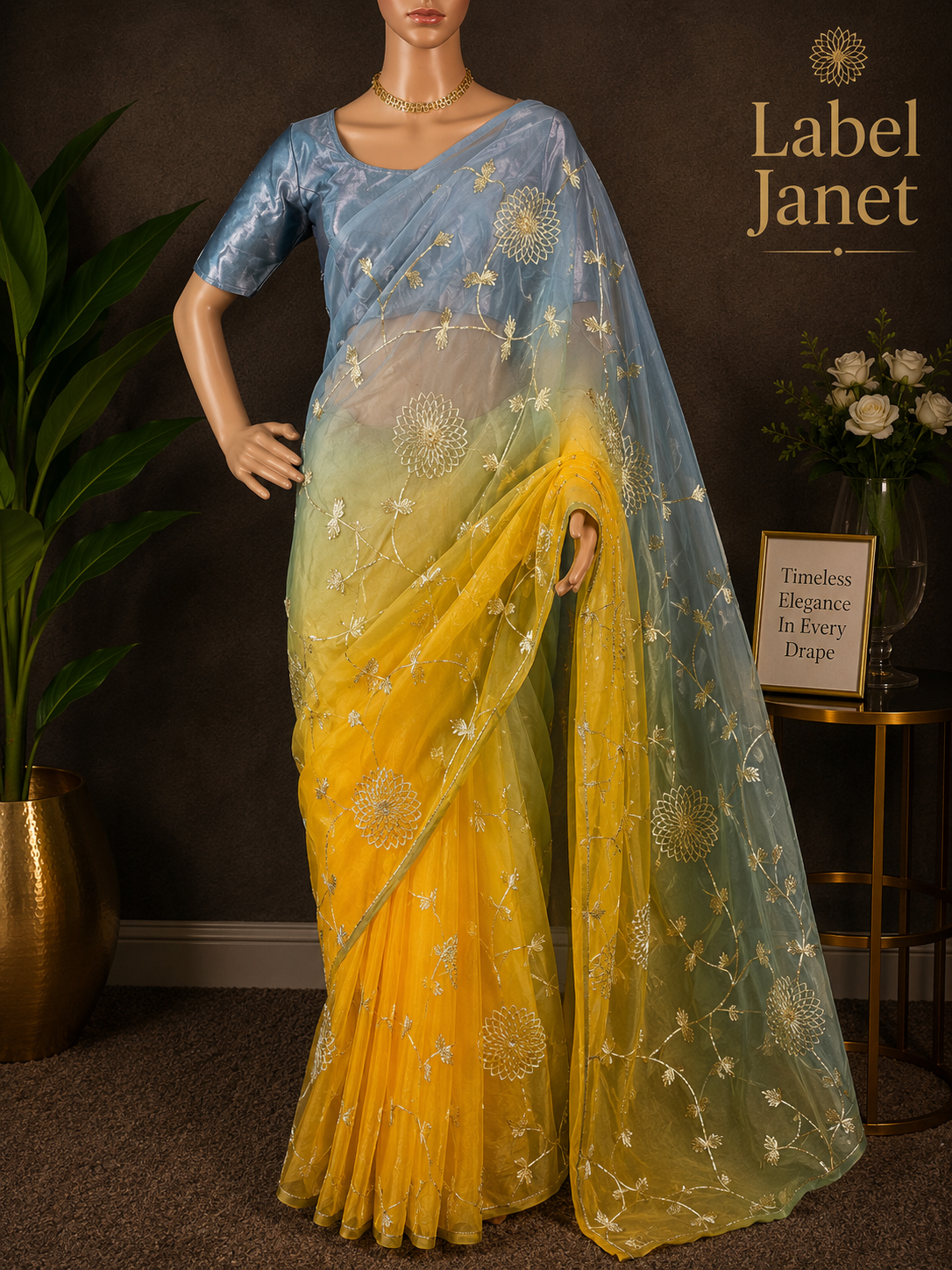 Sunshine and Strom Saree - Dual shaded party wear saree