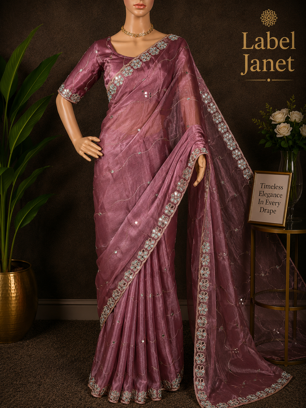 Bubblegum blush - Pink Jimmy Choo saree with blouse