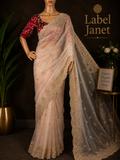 Maharani Mist - Party wear organza netted saree with blouse