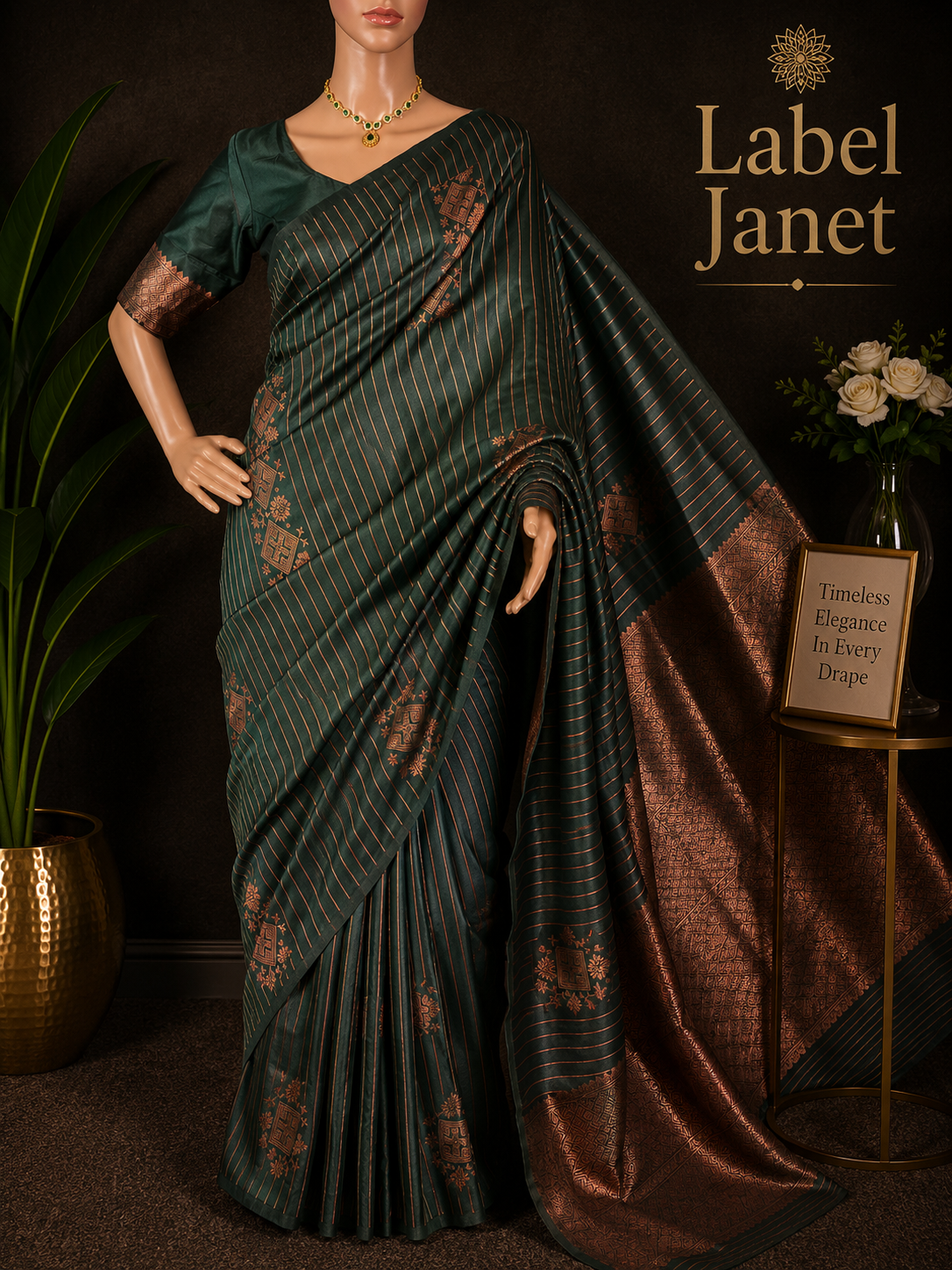 Macha Mood Drape - Green soft silk saree