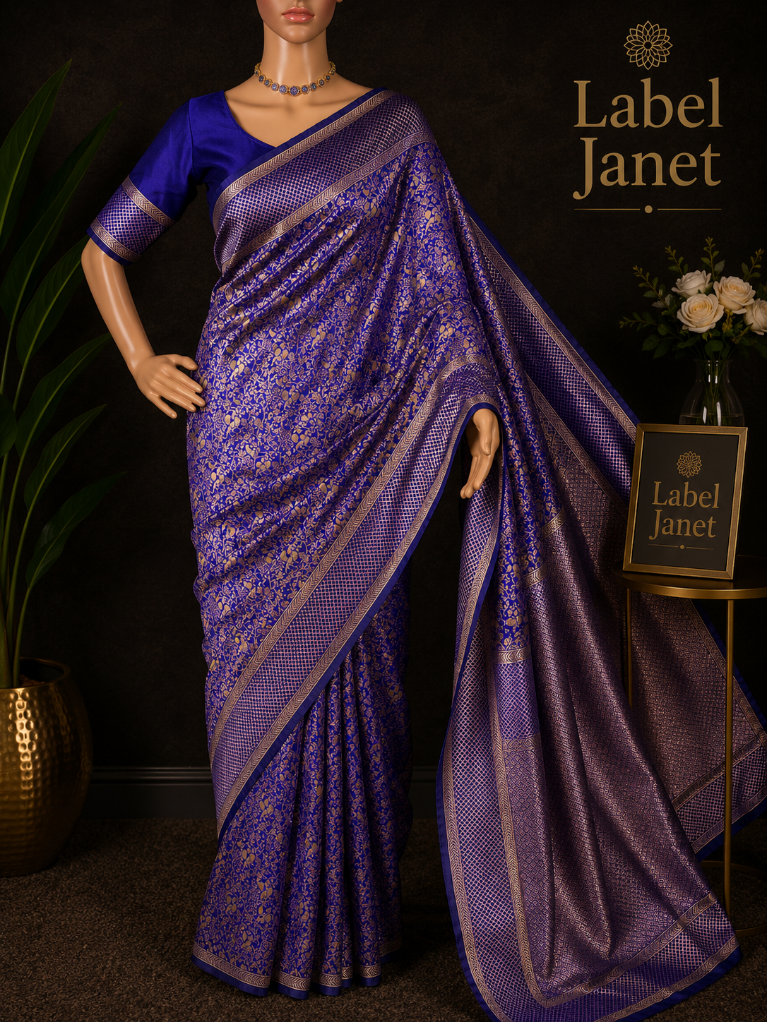 Ocean Crown - Blue Banarasi Saree
