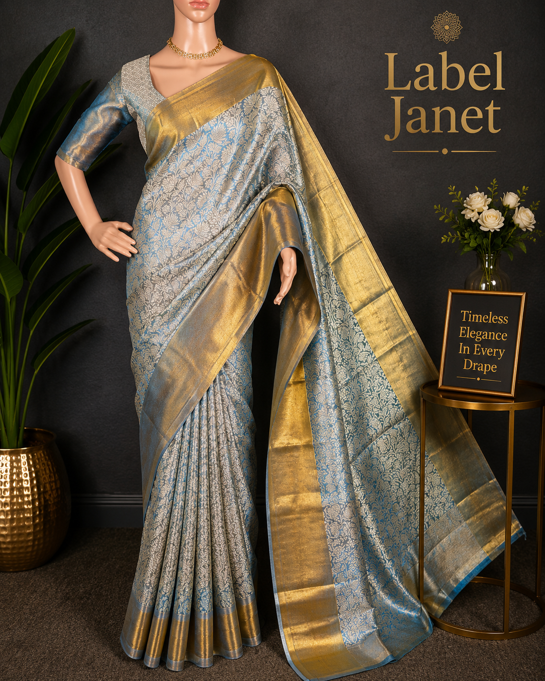 Forest Moon Silk Saree - Green Banarasi silk saree