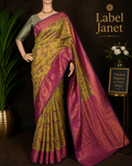 Pista Strawberry Swag - Green banarasi silk saree