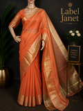 Fanta Queen -Orange tissue silk saree with blouse