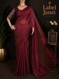 Pearl Queen in Maroon - Plain space silk saree with blouse