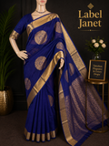 Ocean Dot Delight - Blue soft silk saree