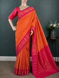 Mango Mirage - Orange chettinadu cotton saree with blouse