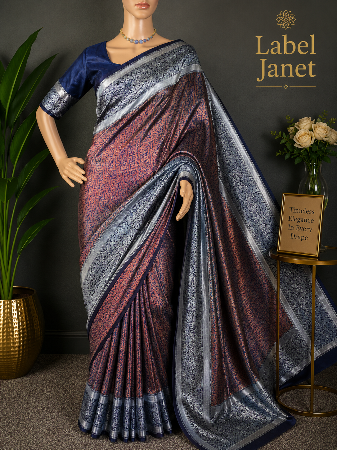 Ink Blue Glam Attack - Banarasi silk saree
