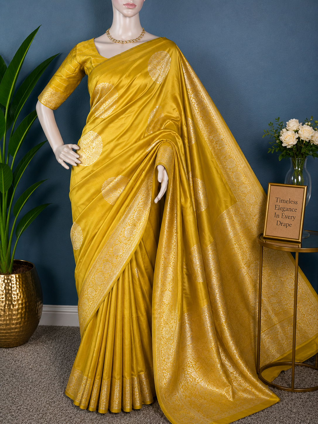 Lemon Bhutta Pop - Yellow soft silk saree
