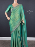 Green Leaf Party Saree - Space silk saree