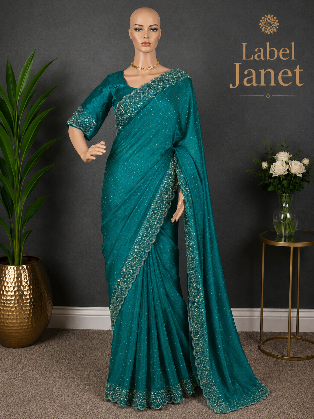 Emerald Dream Glow - Green space silk saree