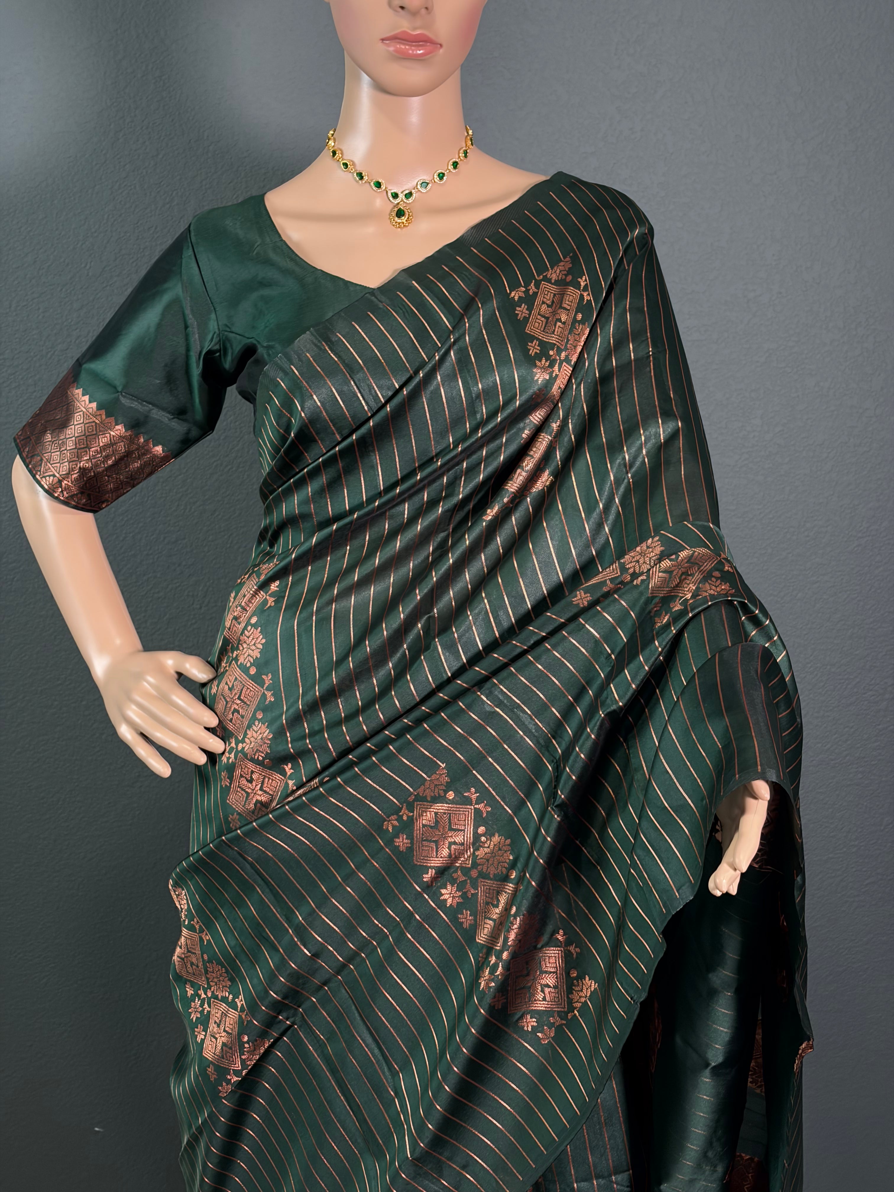 Macha Mood Drape - Green soft silk saree