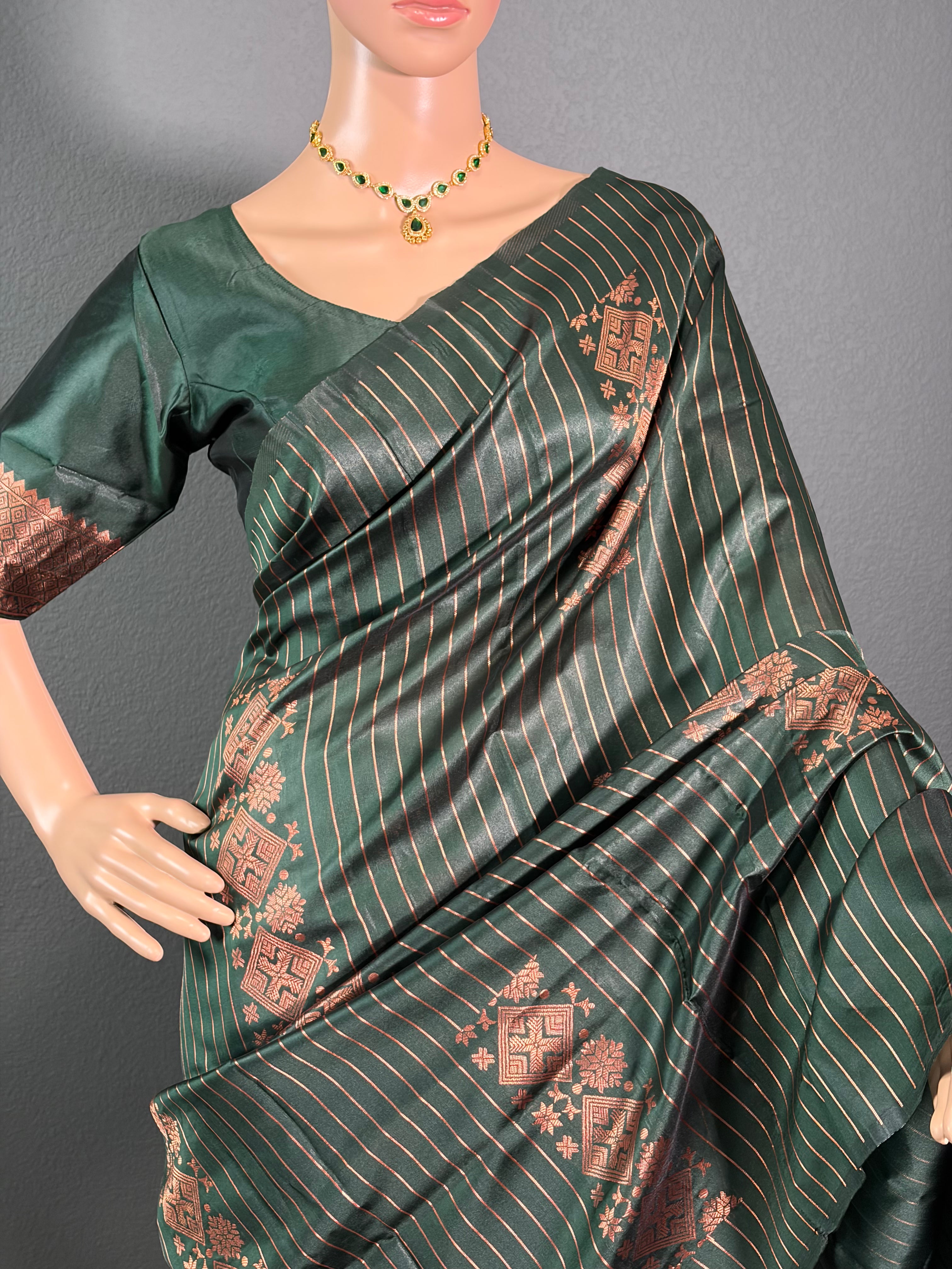 Macha Mood Drape - Green soft silk saree