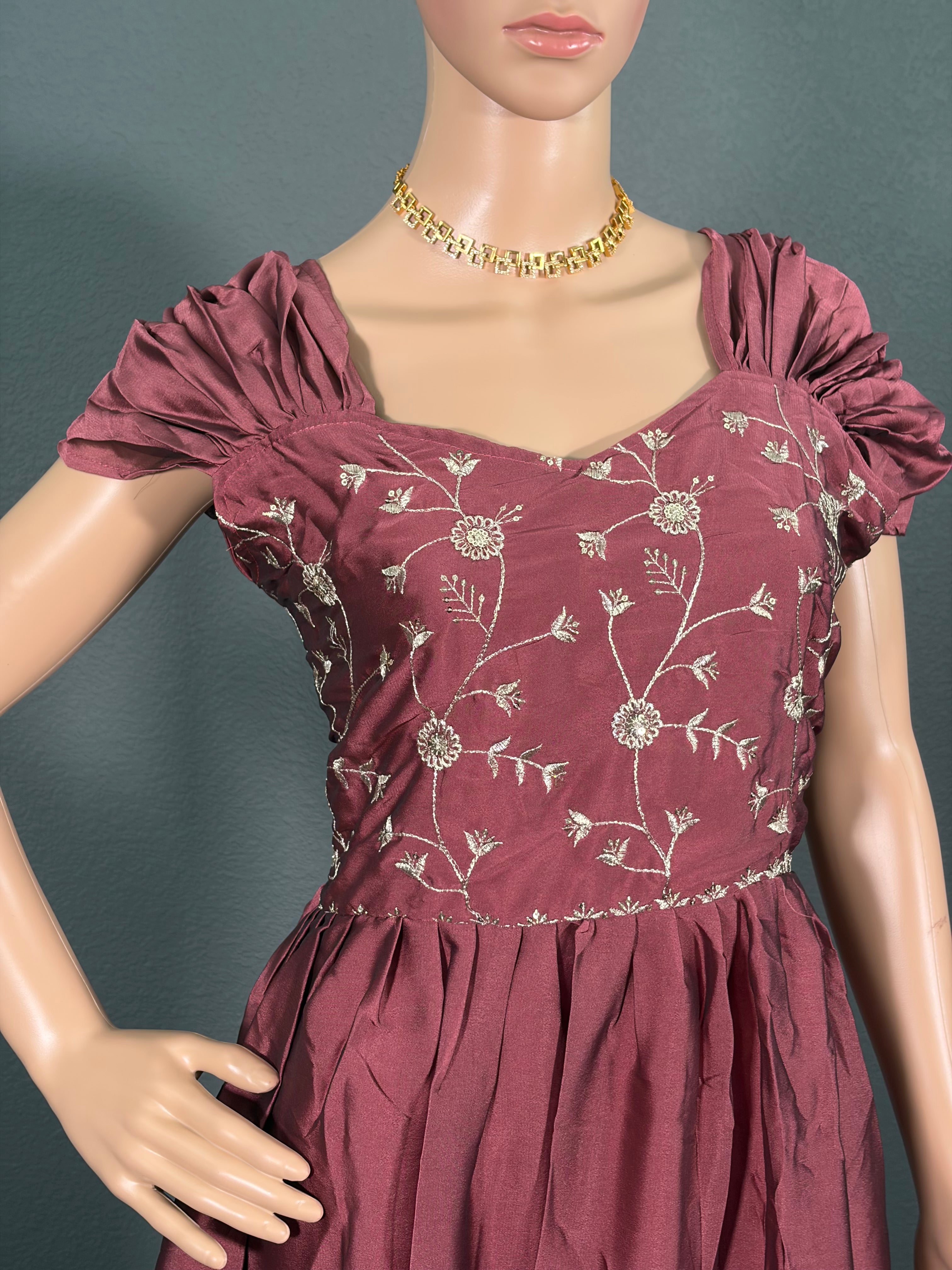 Rosewood Royalty - Peach Satin Maxi (L up to XL)