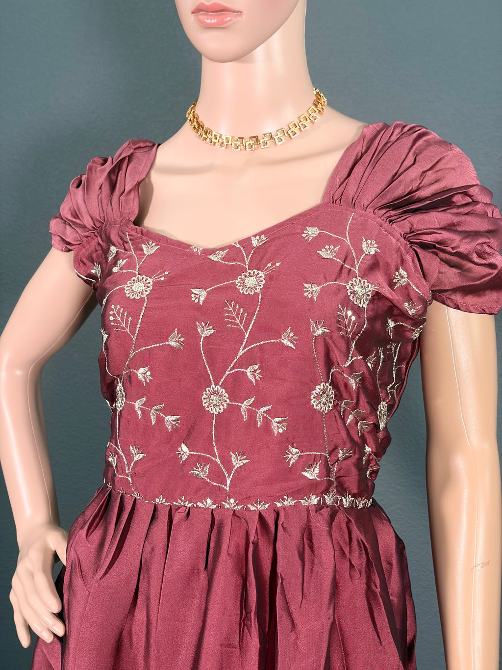 Rosewood Royalty - Peach Satin Maxi (L up to XL)