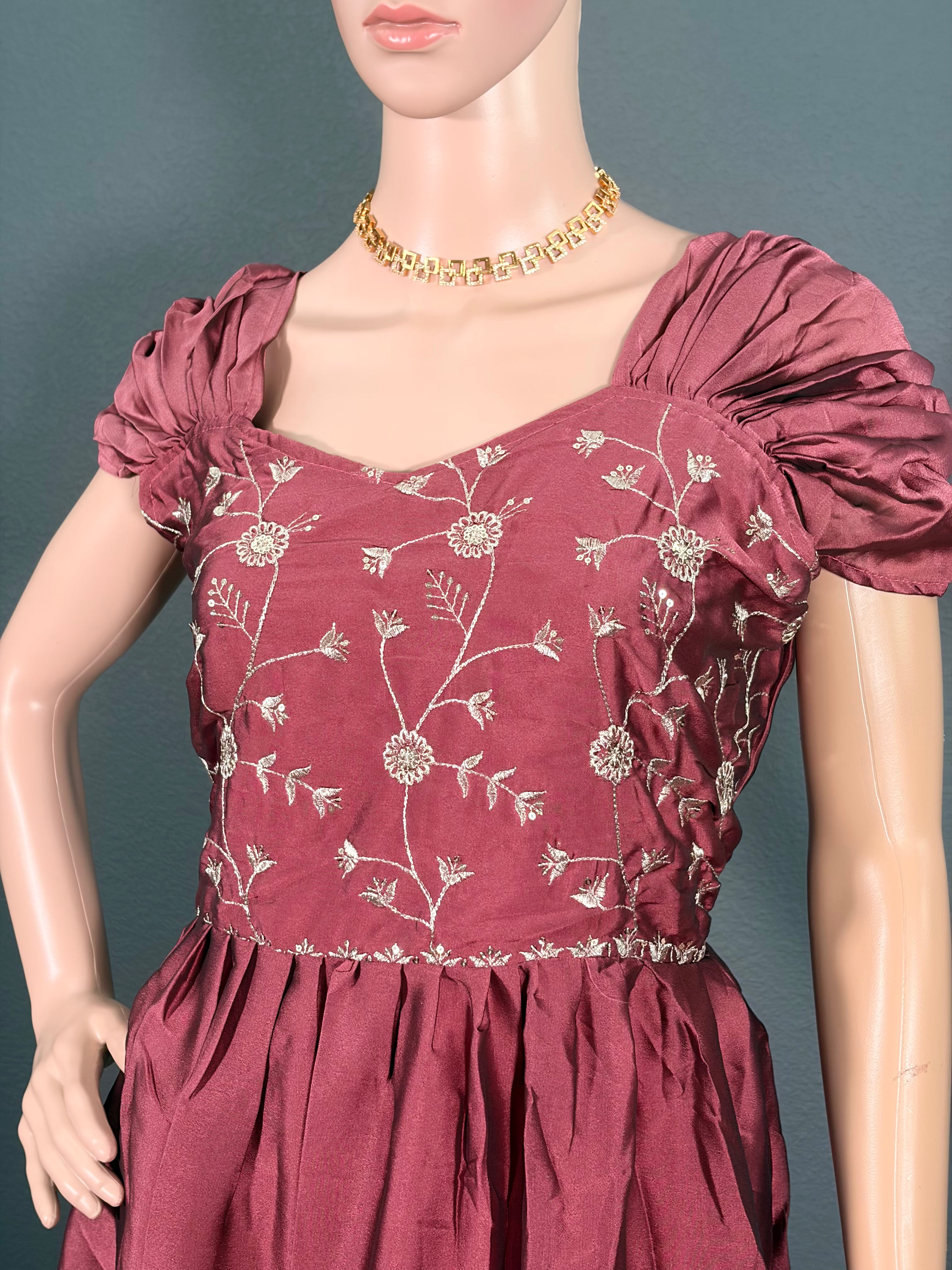 Rosewood Royalty - Peach Satin Maxi (L up to XL)