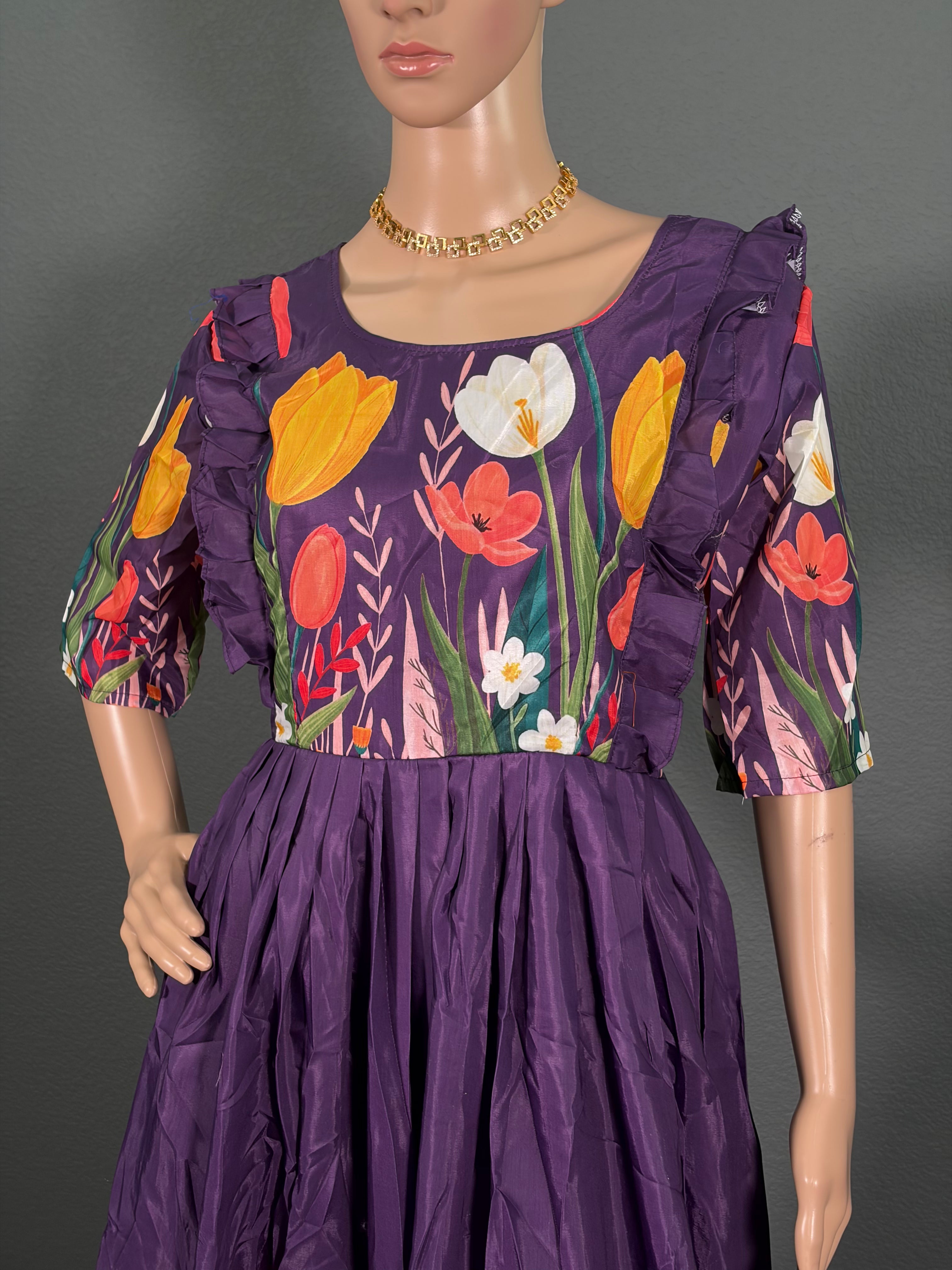 Purple Tulip - Satin Maxi Dress (M up to L)