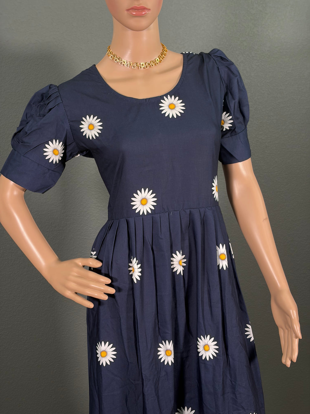 Navy Blossom Breeze - Blue Maxi Dress (L - XL)