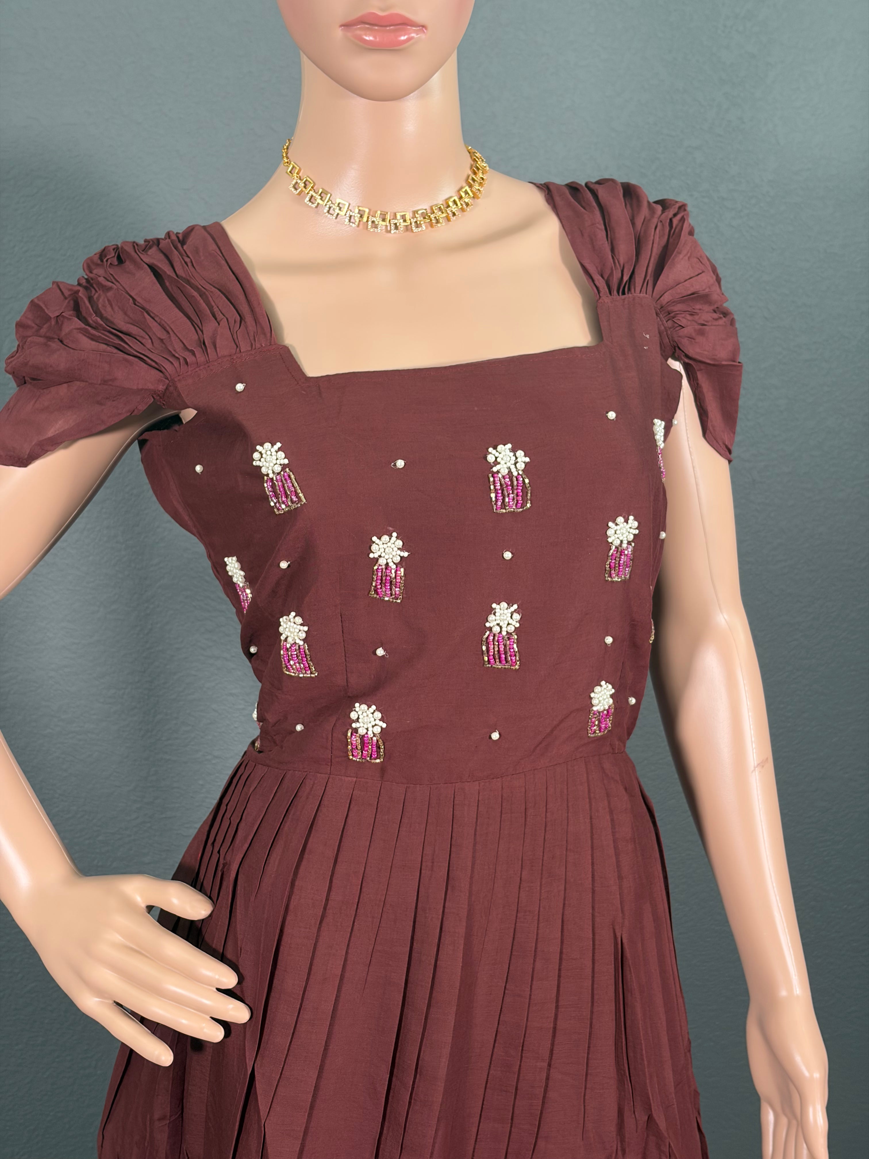 Berry Bliss - Cotton Maxi Dress (M  up to L)(L up to XL)