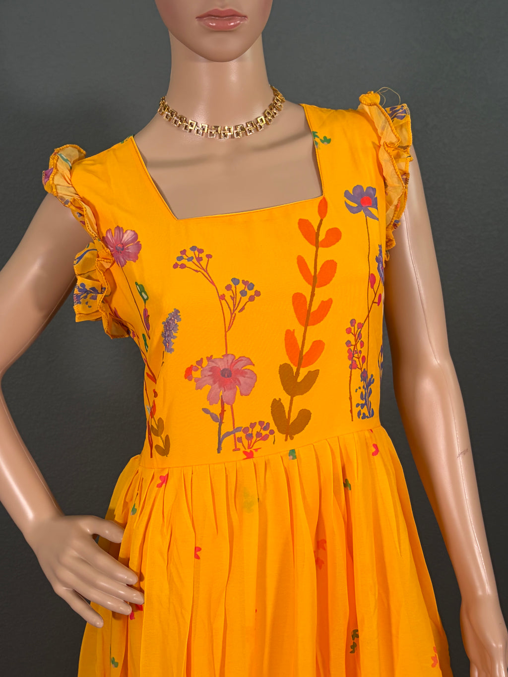 Sunflower Serenade - Yellow Georgette Maxi Dress (M up to L)