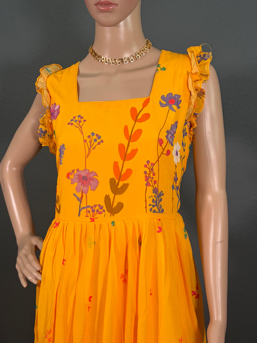 Sunflower Serenade - Yellow Georgette Maxi Dress (M up to L)