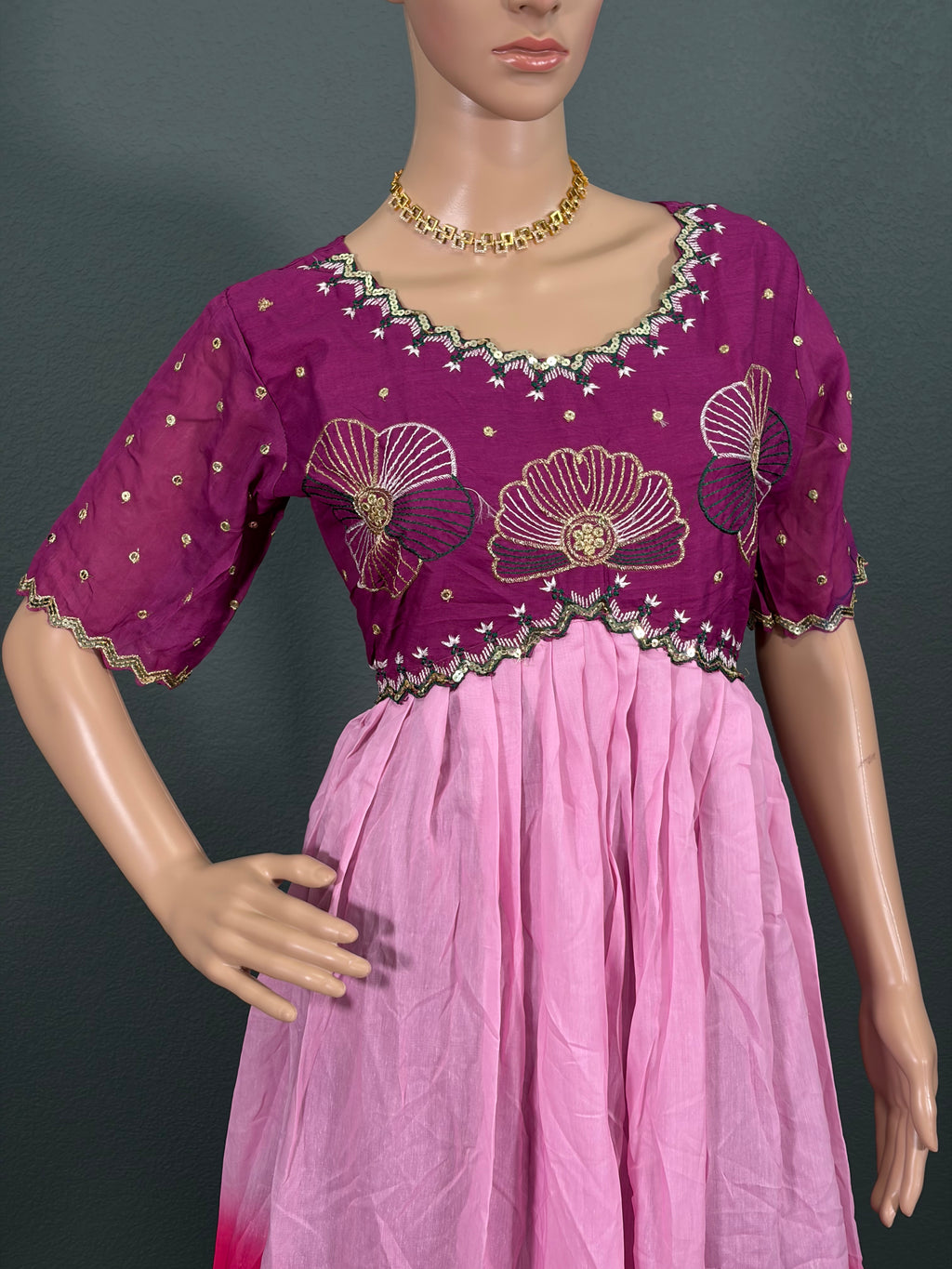Berry Bliss - Dual Shaded Embroidered Cotton Maxi (L up to XL)