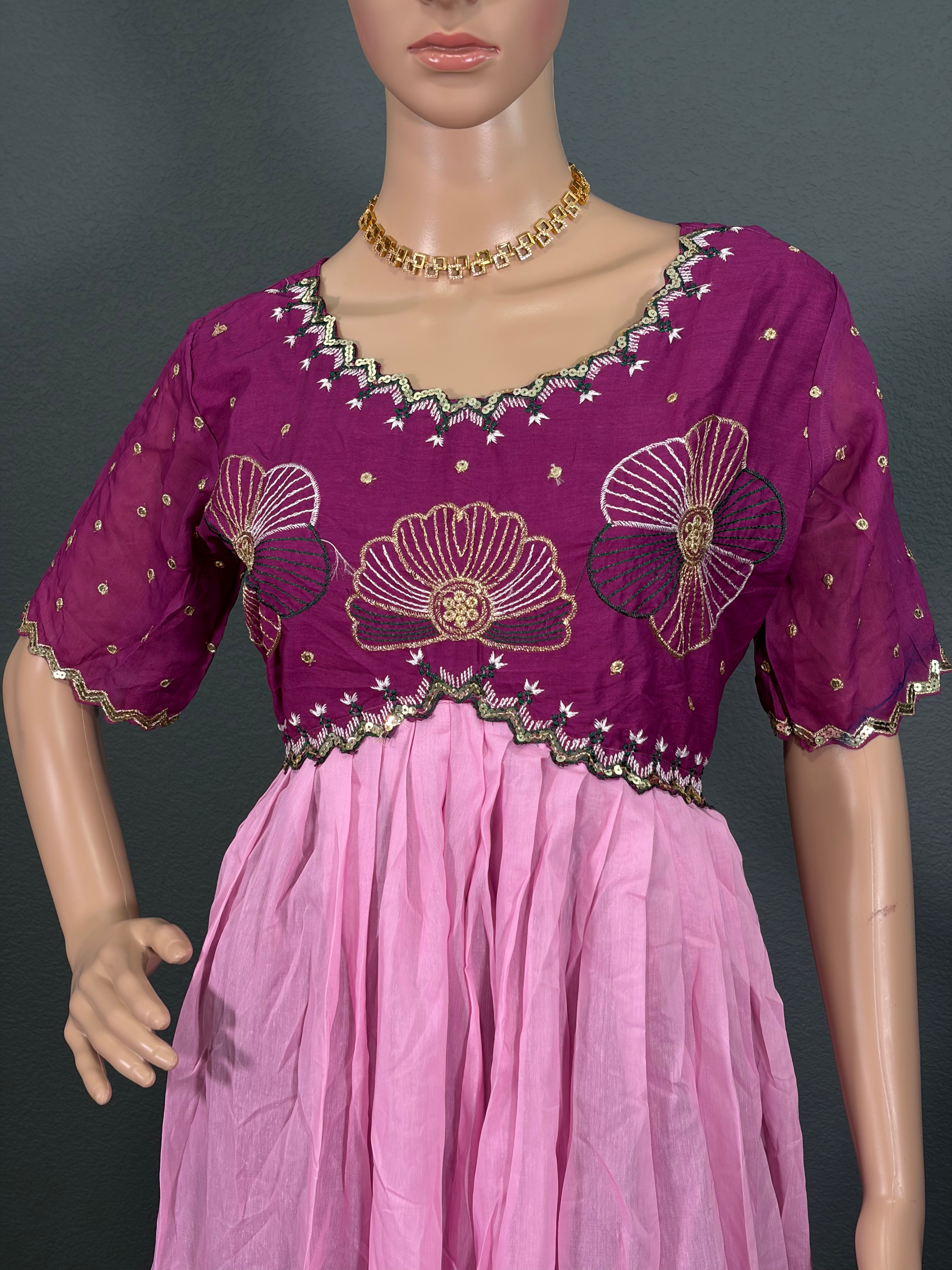 Berry Bliss - Dual Shaded Embroidered Cotton Maxi (L up to XL)
