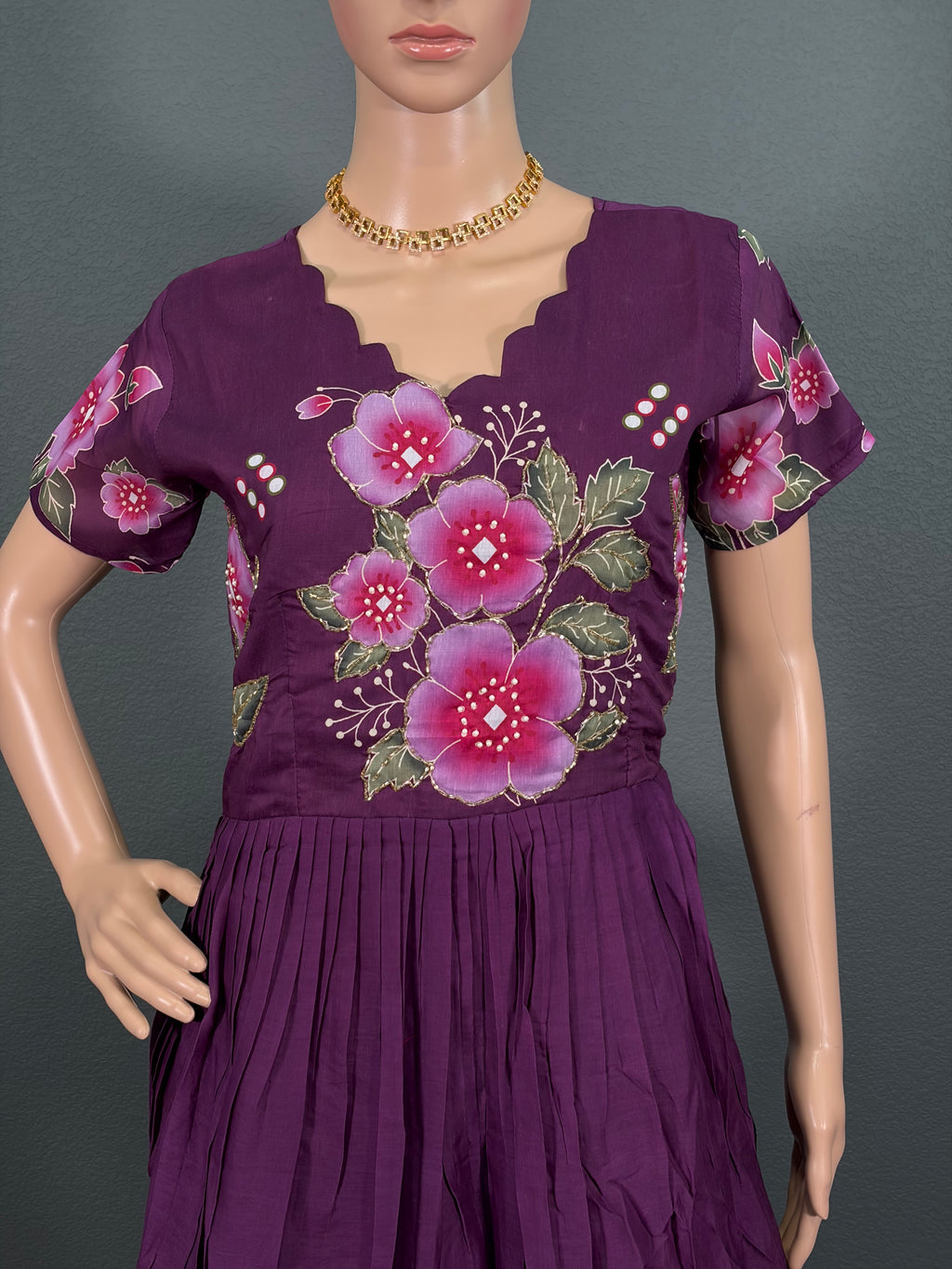 Plum Petal Princess - Cotton Maxi for Women( M- L)