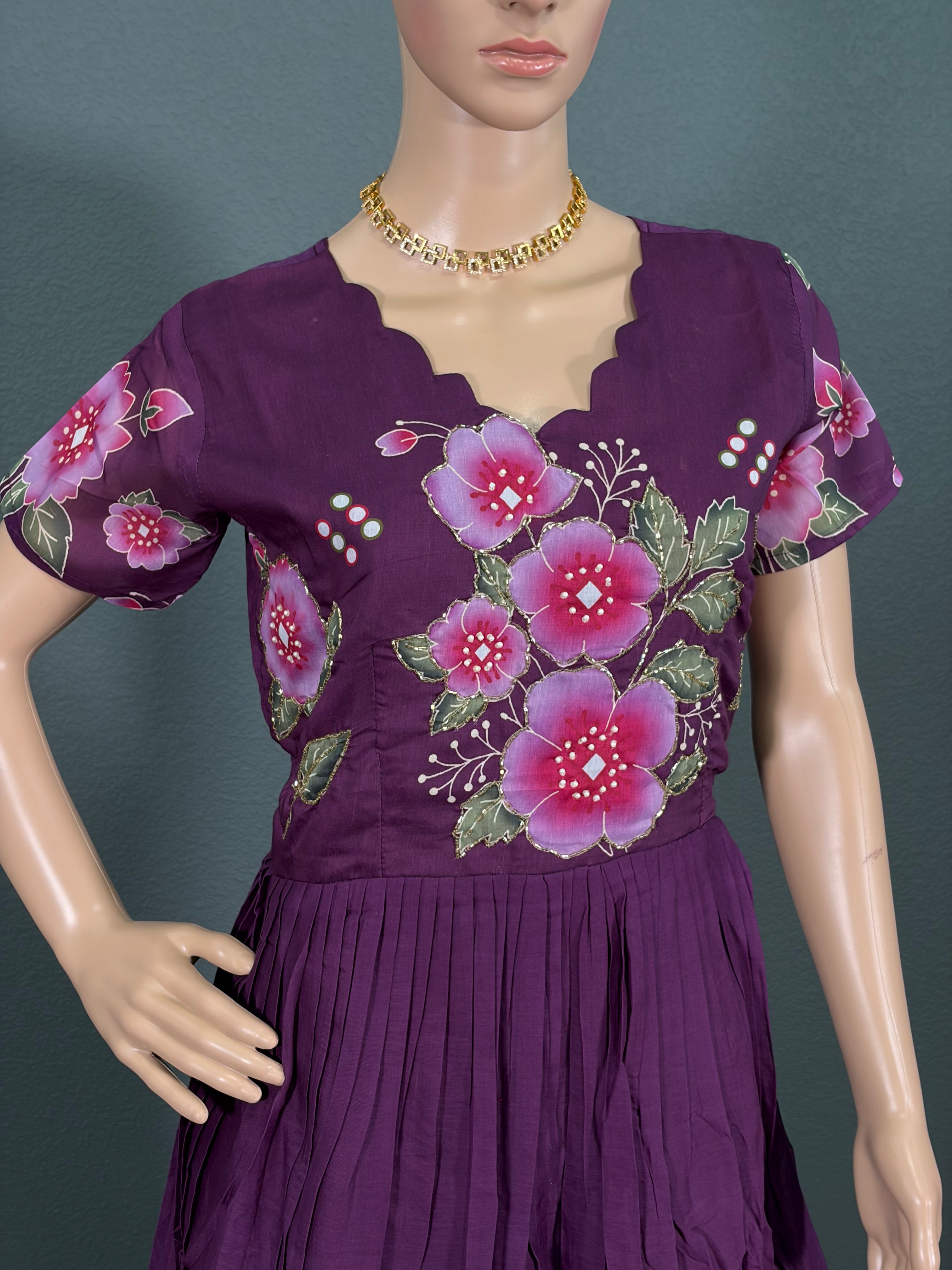 Plum Petal Princess - Cotton Maxi for Women( M- L)