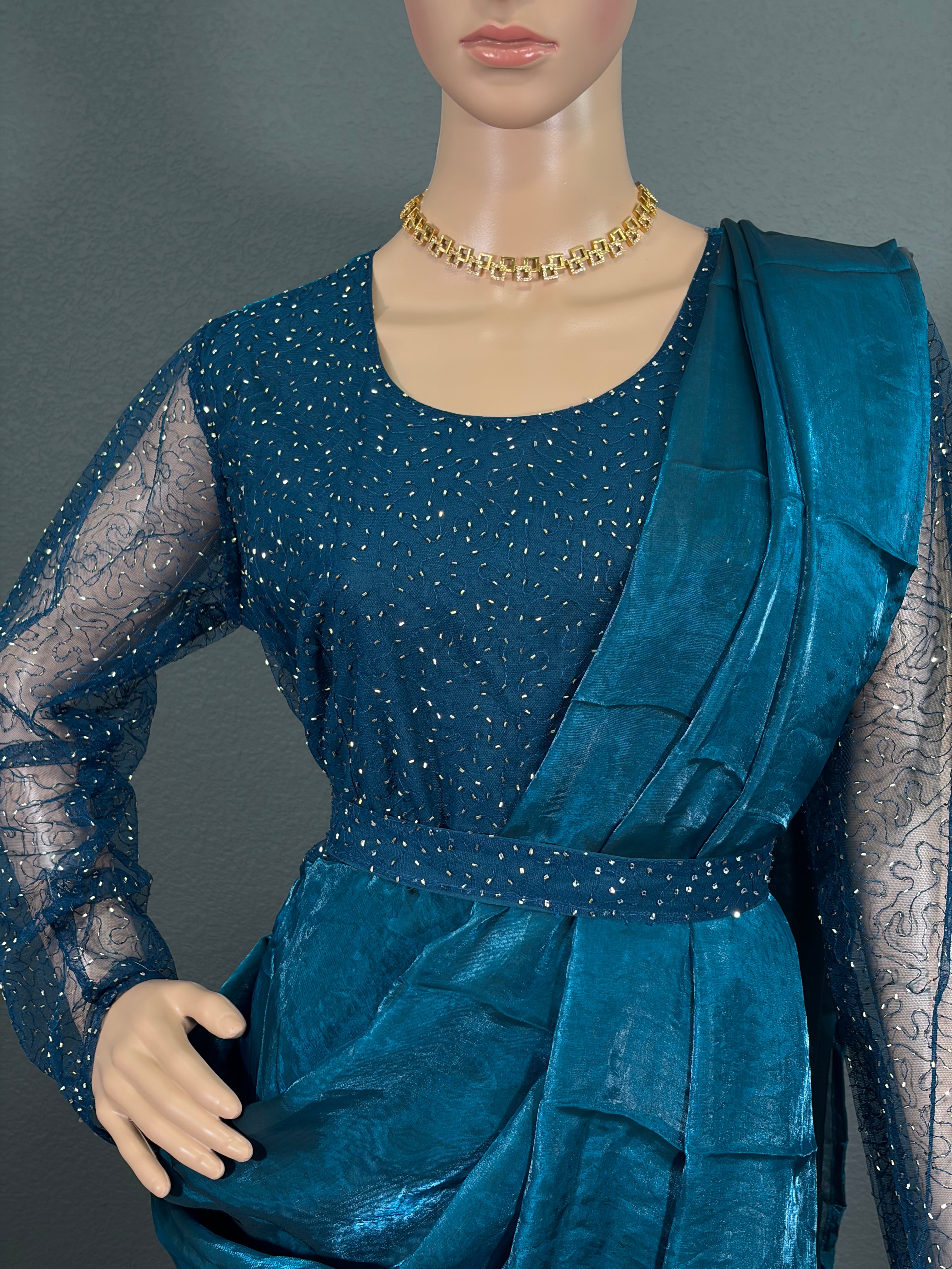 Deep Sea Enchantment - Long gown with Dhuppatta & Belt(M up to L)(L up to XL)