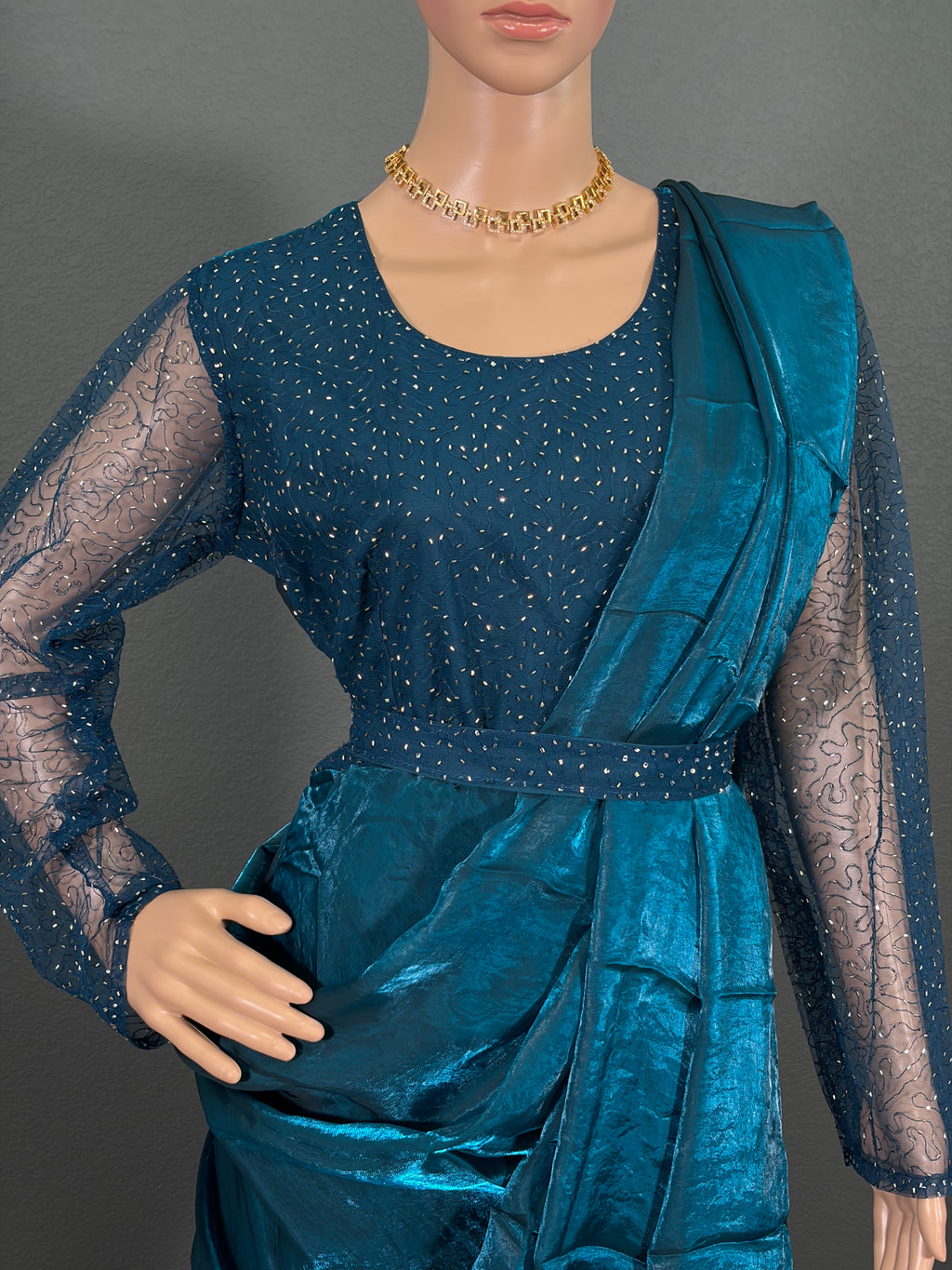 Deep Sea Enchantment - Long gown with Dhuppatta & Belt(M up to L)(L up to XL)