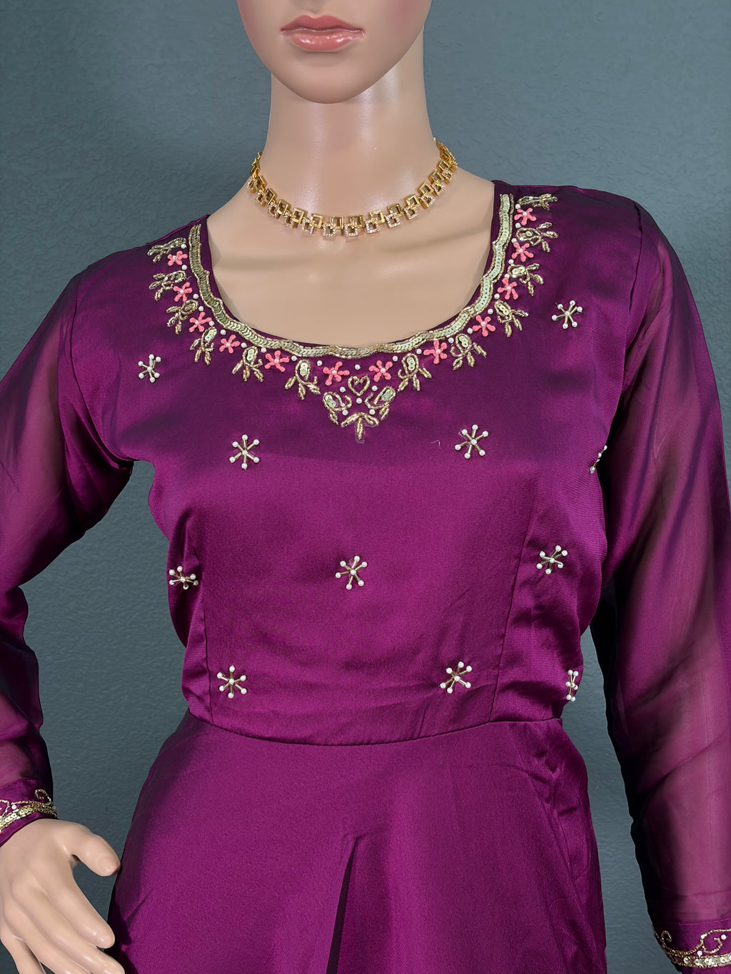 Magenta Moonlight - Long Gown with Dhuppatta (M up to L)