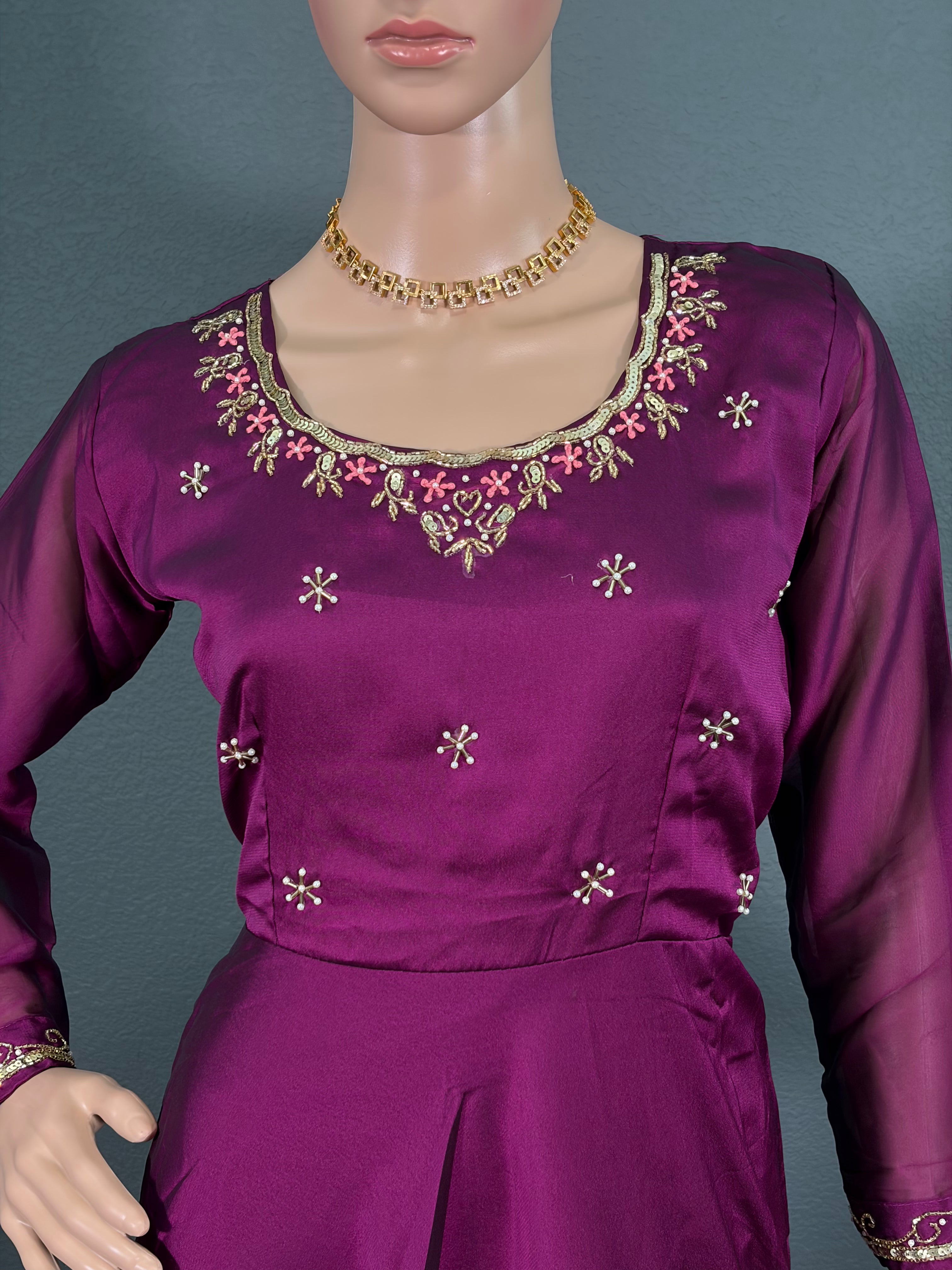 Magenta Moonlight - Long Gown with Dhuppatta (M up to L)
