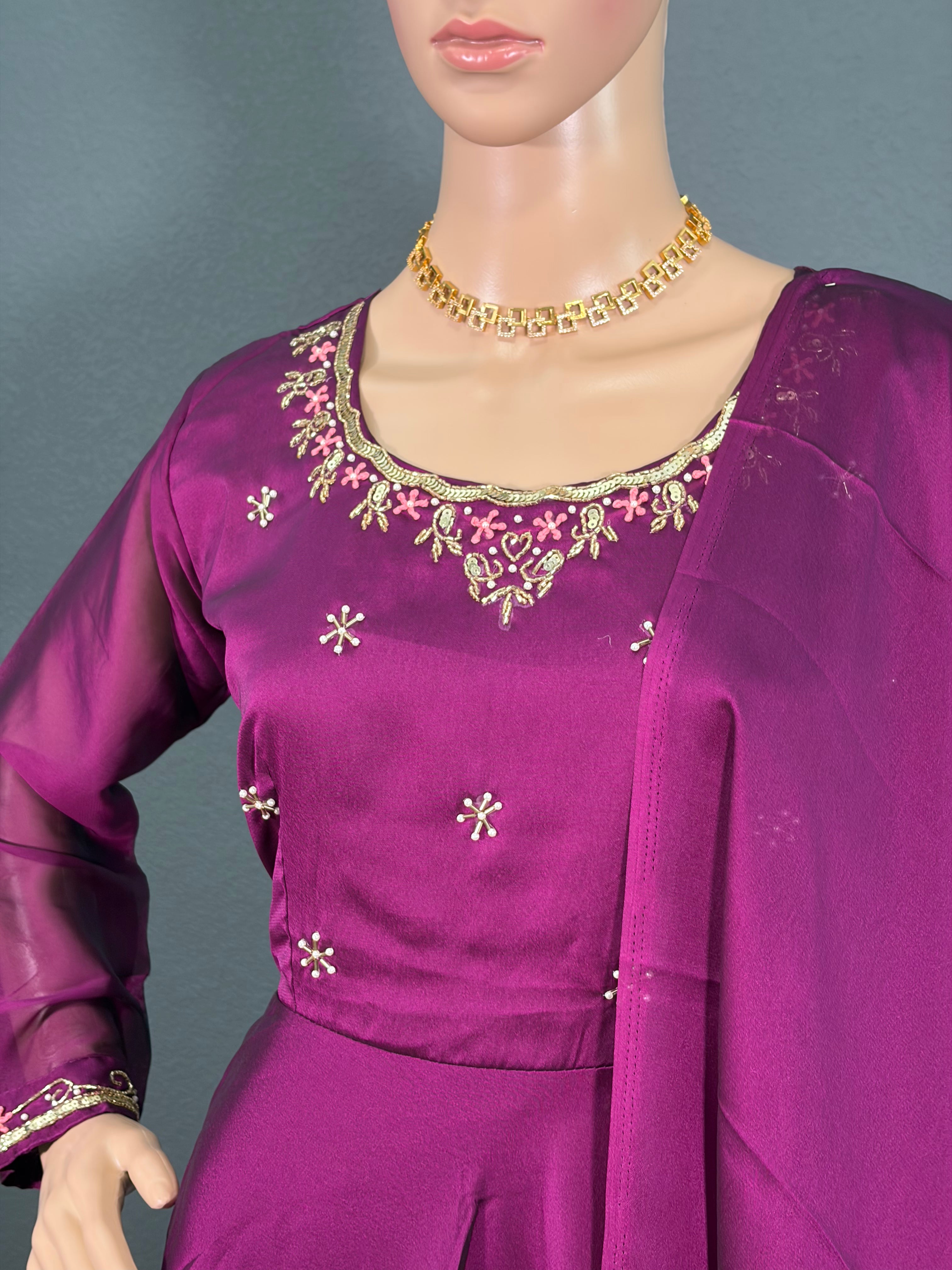 Magenta Moonlight - Long Gown with Dhuppatta (M up to L)